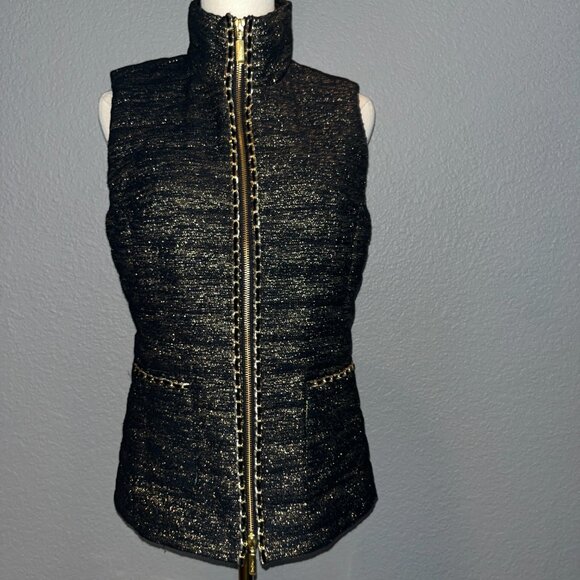 LILLY PULITZER NOELLA DOWN VEST BLACK & GOLD FULL ZIP COLORFUL LINING - NWT - S - Picture 3 of 16
